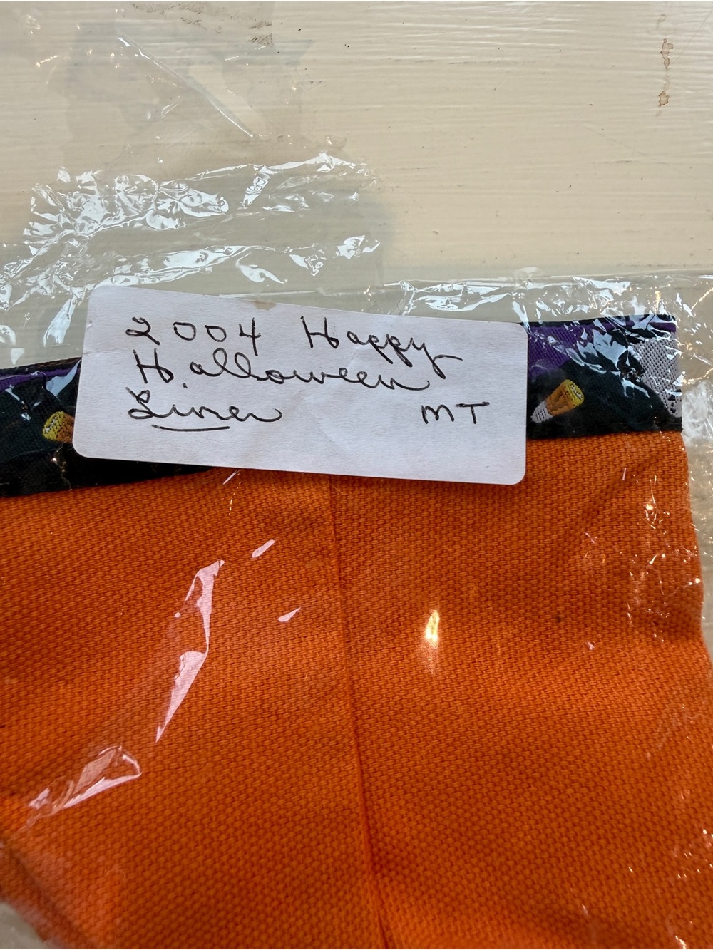 Longaberger 2004 Happy Halloween Liner Orange Fabric Liner with Black Trim